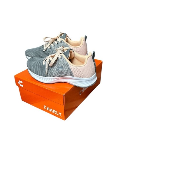 Charly Gray and Coral Sneakers - NWT & Box - Picture 1 of 6